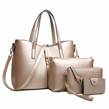 3 PCS/Set European Style Luxury Ladies Leather Handbag Messenger Bags Shoulder Bags Pure Color Clutch Bags Small Card Hodler