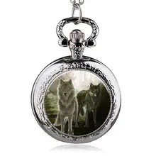 Новые модные лучшие продажи Лидирующий бренд из нержавеющей стали кварцевые карманные часы с двойным волком Fob цепные часы для мужчин и женщин лучший подарок HB958-1