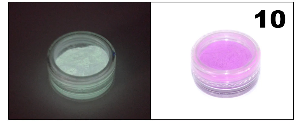 1 г ультратонкий флуоресцентный эффект 10 различных цветов для дизайна ногтей Блестящий пигмент 3D светящийся порошок Dcorations - Цвет: 10