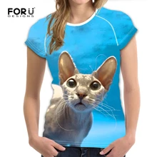 FORUDESIGNS/женские летние крутые футболки, модная футболка с изображением Сфинкса и кошек, мягкая футболка для девочек-подростков, повседневные футболки для женщин, большие размеры