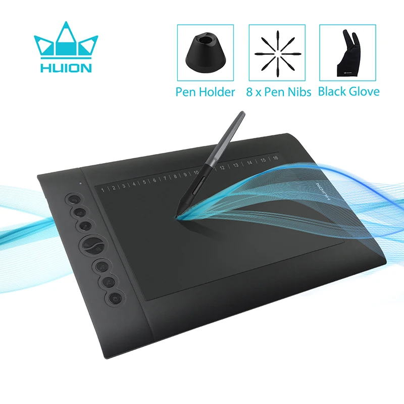 HUION H610 PRO V2 más reciente de la tableta gráfica profesional Digital dibujo de la pluma de la tableta con la batería-pluma gratis función de inclinación 8192 los niveles de - 1