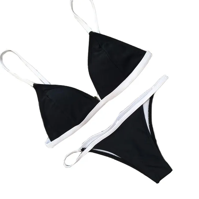 snowshine3 ylw femme bikini noir solide couleur maillot de bain
