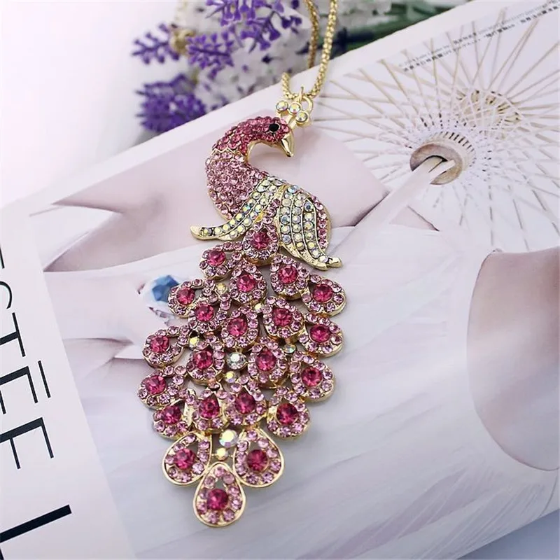 ENZE модные новые женские ювелирные изделия длинная секция искусственный камень цвет феникс птица кулон темперамент ожерелье леди аксессуары