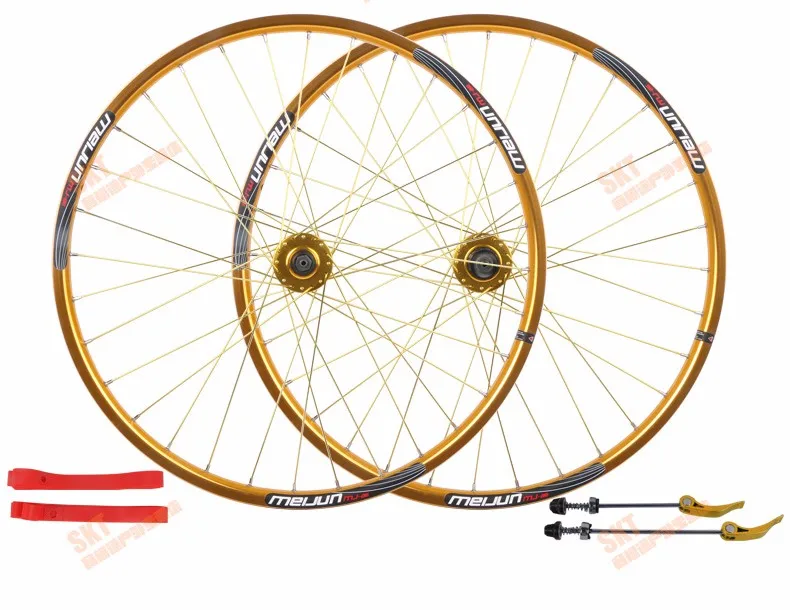 Best MEIJUN mountain bike Disc brake wheel 26 inch 32 hole before and after the bicycle wheel Aluminum Alloy bicycle wheels DIY color 9