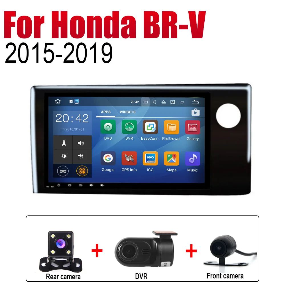 Для Honda BR-V~ Android автомобильный gps Navi плеер навигация WiFi Bluetooth Mulitmedia система аудио стерео EQ RHD - Цвет: Extra Items