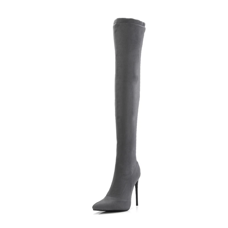 ORCHA LISA/зимняя обувь женские сапоги выше колена на шпильке Высокие Сапоги выше колена с острым носком на молнии; американские размеры 13 15