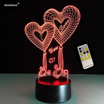

Valentine's Day Gift Shop 4 Love Best Deals For Love 3D Heart LED Night Light With 3D luminous Touch Remote Control Table Lamp
