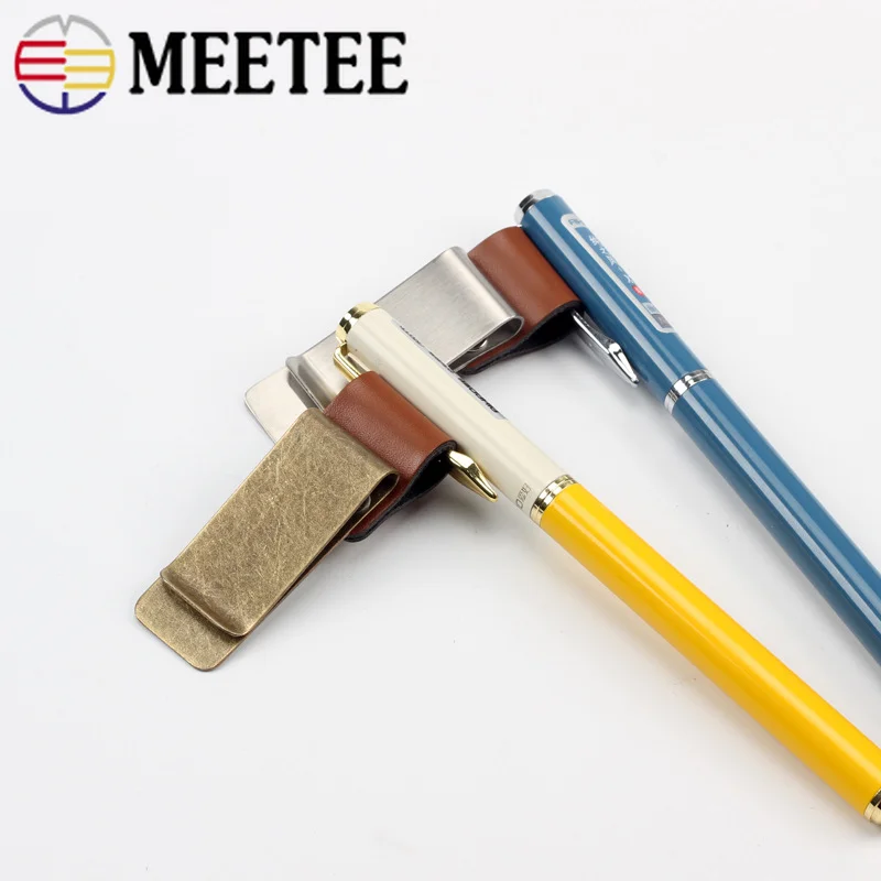 Meetee 2 шт. Ретро Чистая Медь Нержавеющая сталь держатель для ручки зажим Пряжка DIY металлический зажим для денег Универсальный металл держатель для купюр подходит подарок