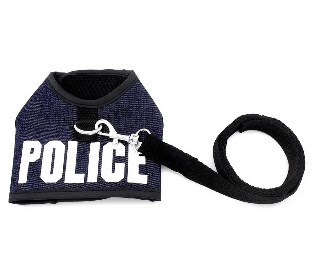 2017 Small Dog Cats Vest Harness with Police Letter Leash Set Mesh