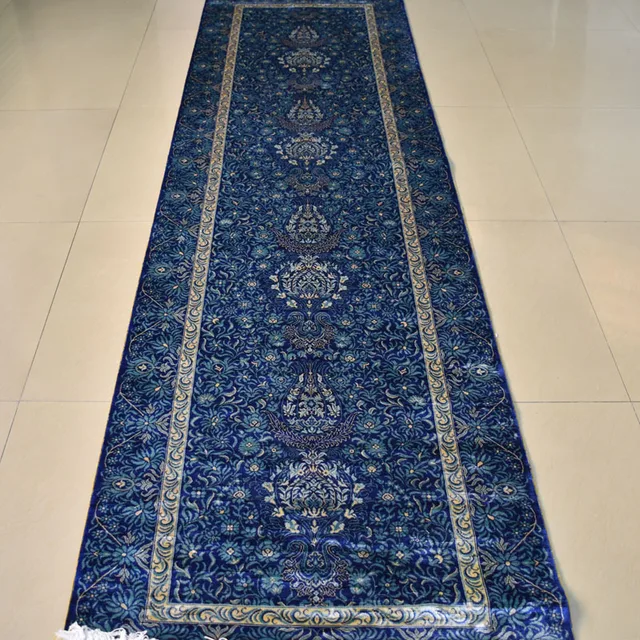 Mingxin 2 5x9 Feet Blue Colour Corridor Rug Hand Knotted Walkway Mingxin 2 5x9 Feet Blue Colour Corridor Rug Hand Knotted Walkway Carpet Handmade Silk Persian Runner
