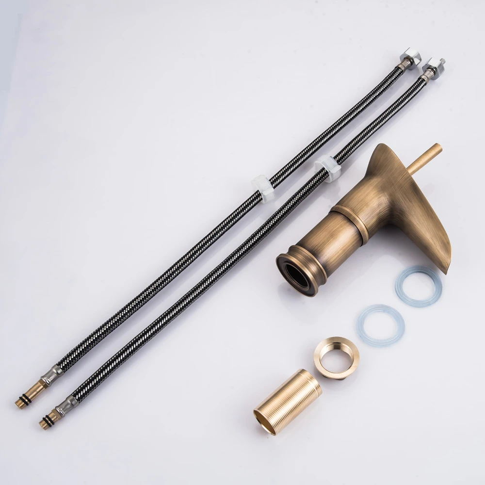Antique Wine Glass Single Lever waterfall Bathroom Basin Faucet Brass Antique Hot and Cold bathroom Sink Mixer Taps Torneira Mic19