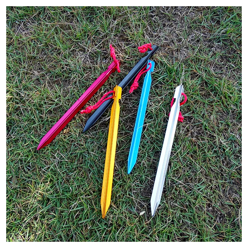 2/4pcs 18cm Aluminum Alloy Camping Tent Pegs Nail Stakes for Tarp