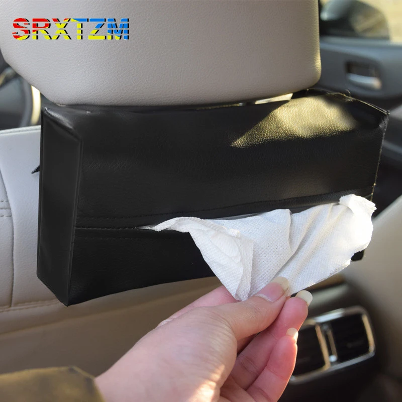 

SRXTZM Car Sun Visor Tissue Paper Box Holder Auto Paper Cover Case Organizer Towel Holder PU Leather Napkin Holder Kleenex Boxes