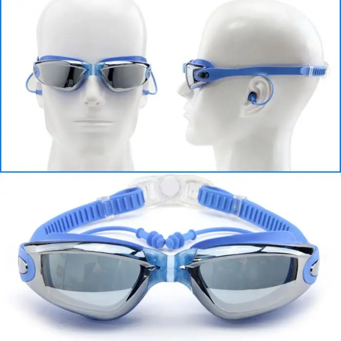 Плавательные очки ушной набор крышек водонепроницаемые HD анти-незапотевающие линзы регулируемые для взрослых FI-19ING