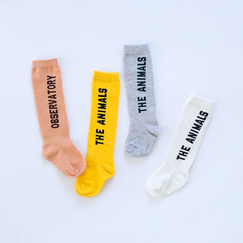 Cotton Baby Socks Letters Printed Knee High Kids Boy Girl Socks Anti
