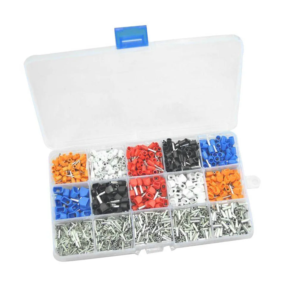 

High 2340 Pcs/Set Mixed 15 Models Dual Bootlace Ferrule Kit Electrical Crimper Wire End Terminal Block LG66