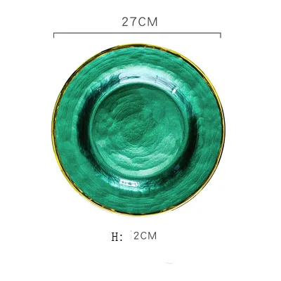 Европа и Америка ins Изумрудное золотистое стекло в оправе блюдо для завтрака фруктовые десерты шаблон между тарелкой украшения Q43 - Цвет: L