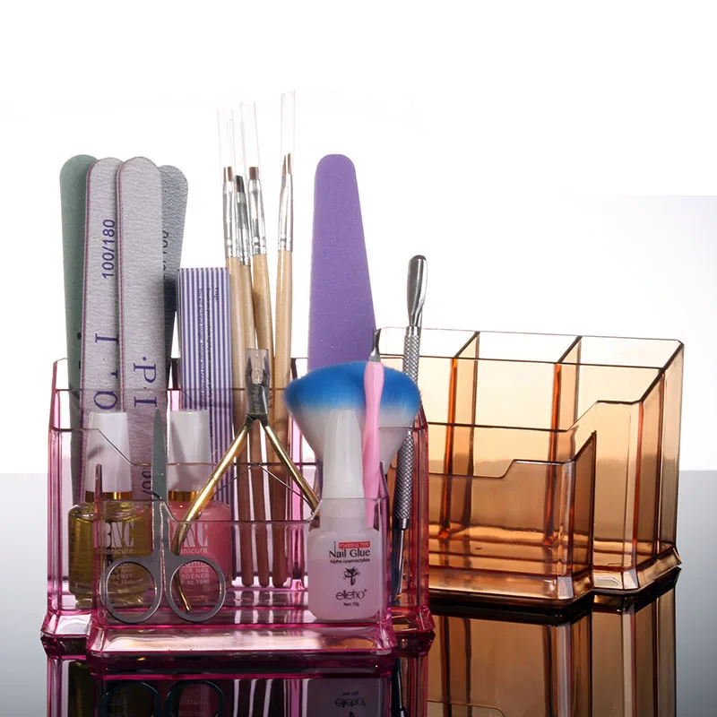 

Transparent Nail Desktop Storage Case Nails Scissors Polish Jewelry Pen Brushes Box Container Manicure Nail Art Desktop Tools