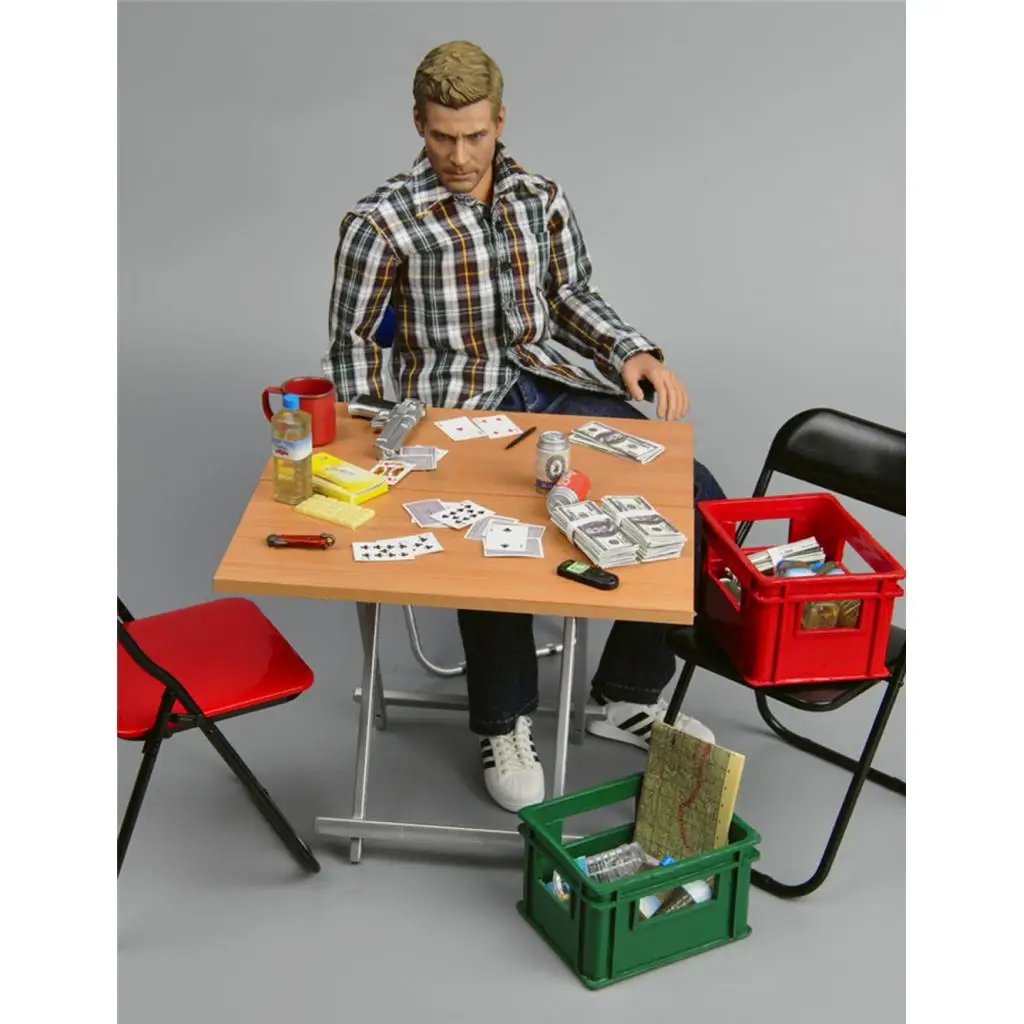 1Pc Miniature Blue Folding Chair for 1/6 Hot Toys 12 Inch Soldiers Action Figure Dolls Accessory Furniture Decor Toy
