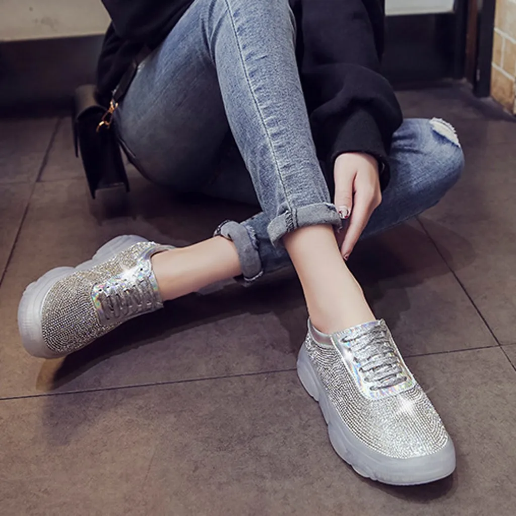 

Women Fashion Summer Casual Crystal Sports Transparent Shoes Lightweight Woman Vulcanized Sneakers Women Shoes#sw