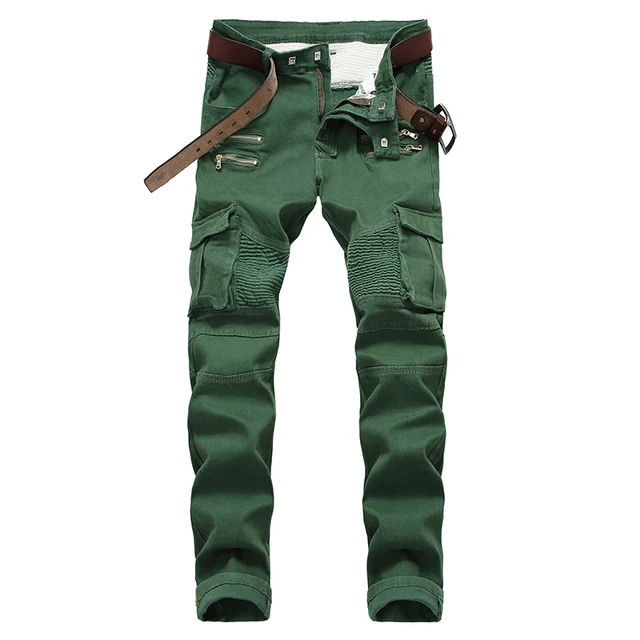 green biker jeans mens
