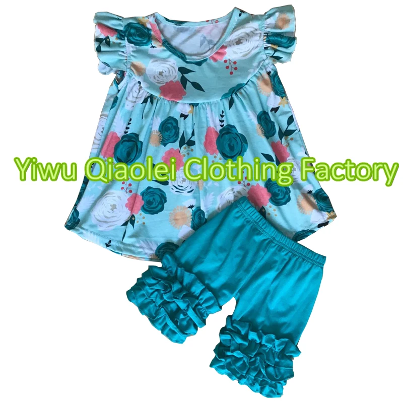 High quantity little girls clothing floral design sets bulk wholesale