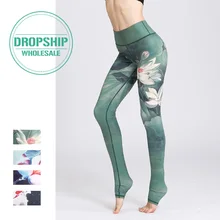 2019 Gym Women Fitness Yoga Pants Slim High waist Sport Leggings Elastic Romantic Printed Long Tights for Running Tummy Control