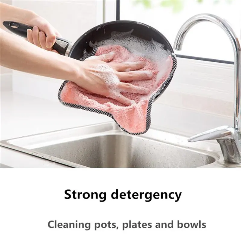 5 Pcs Efficient Decontamination Cleaning Cloth For Kitchen Dish Cleaner Wipe Table Kitchen Washing Towel Household Kitchen Cloth