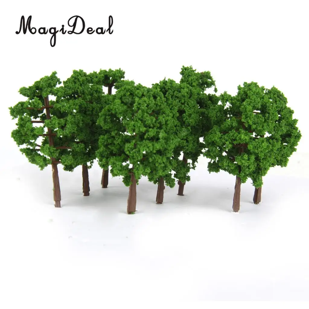 MagiDeal 20Pcs 1/150 Scale Plastic Model Trees Train Railroad Street Railway Scenery for Garden House Park Scene Layout Decor