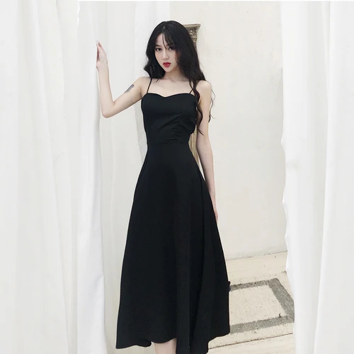 

Aihuyigui 2019 Summer Women Sexy Slim Black And Red Halter Dress Sleeveless V-neck Chic Sexy Cross Strap Backless Dress Ru257