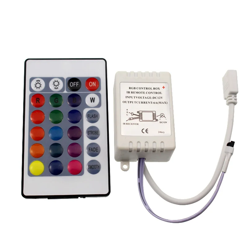 

Mini led controller 12v rgb controller box 24 keys IR remote controller control with receiver for 2835 5050 rgb strip light