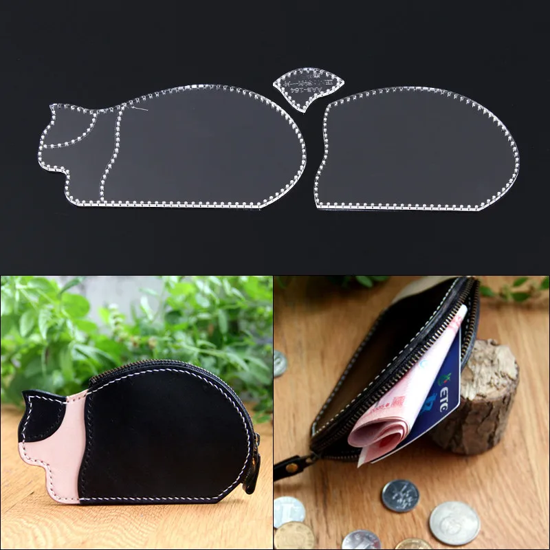 

DONYAMY 1Set DIY Cartoon coin purse coin bag leather handcraft sewing mode acrylic template template