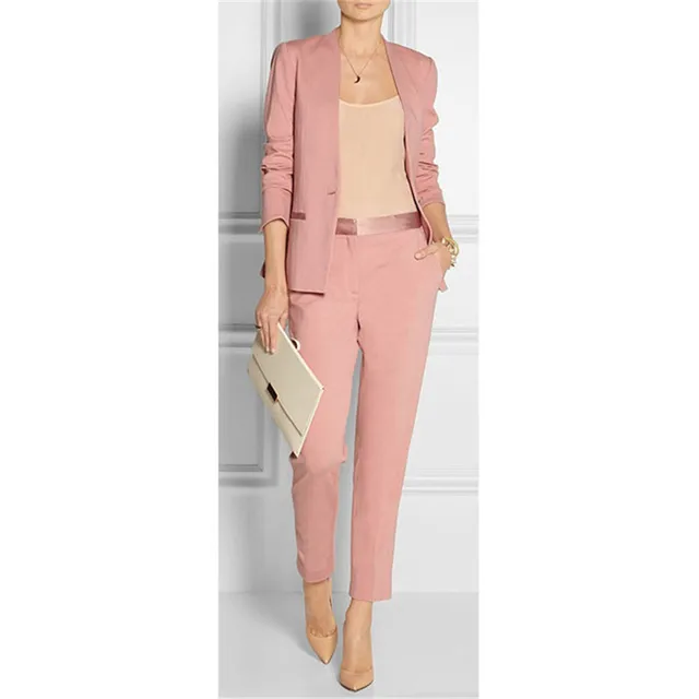 Custom Made Pink Womens Pant Suits For Weddings Womens Business Suits