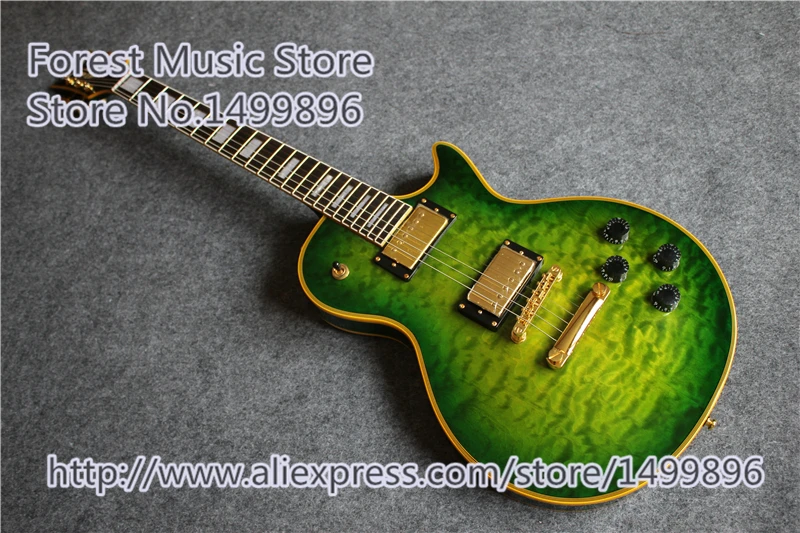 

High Quality Vintage Green Suneye LP Custom Model Electric China Guitar with Gold Hardware Left Handed Available