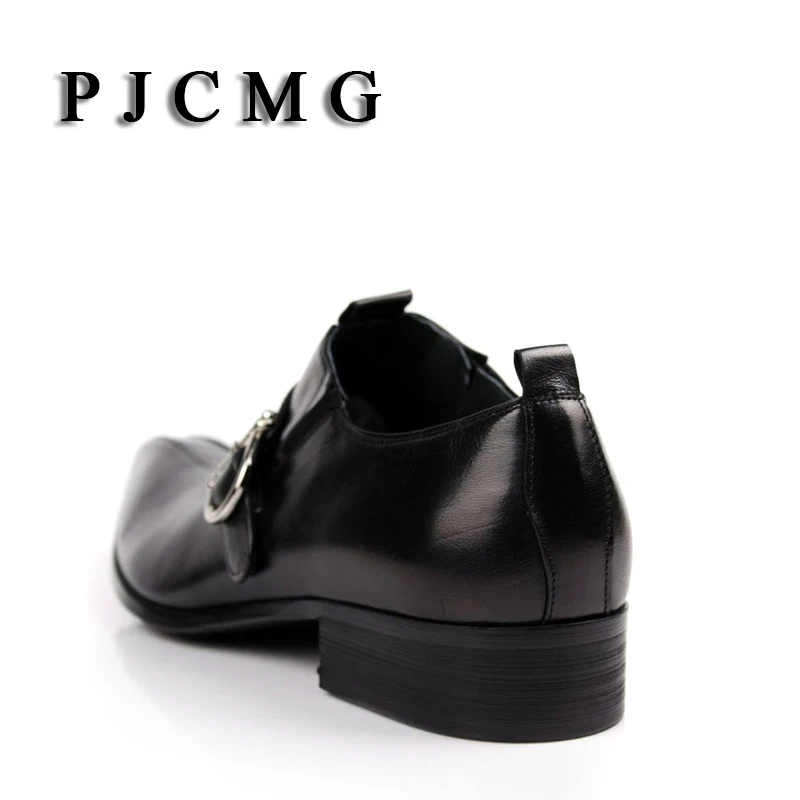 Genuíno Sapatos Novos 2017 Black Apontado Escritório Dos Carreira Homens amp; De Moda Couro Business Casual Oxford brown Fivela Dedo 8ZZSx