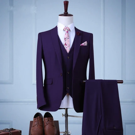 Newest Collection Business Suits Groomsman Groom Tuxedos Custom Made 3 pieces Men Wedding/Dinner/Prom Party (Jacket+Pants+Vest)