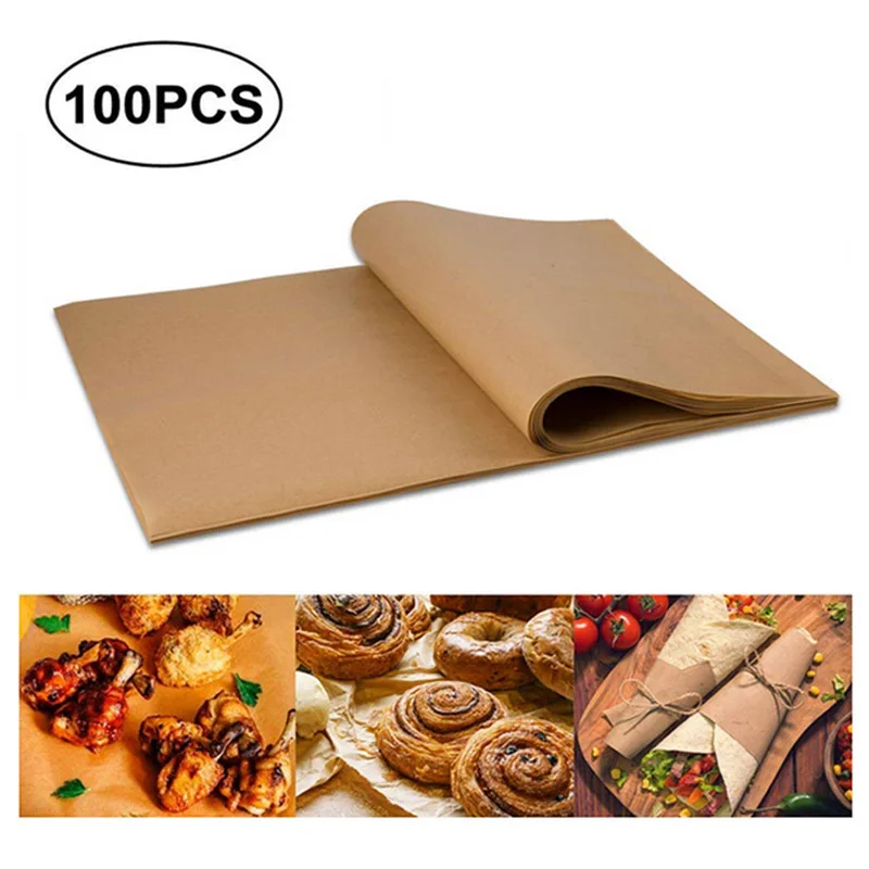 

100 PCS Parchment Paper Sheets Precut Unbleached Baking Paper Non-Stick Cookie Sheet Paper @LS