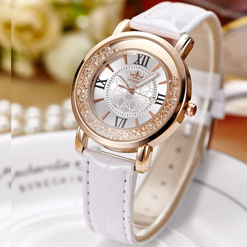 Rhinestone Dress Women Watches Leather Strap Fashion Brand Quartz Watches Women Clock reloje mujer 2017 relogio