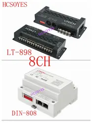 LTECH 8CH 8-канала DMX водитель декодирования LT-898 постоянное напряжение DMX512 декодер DIN-808 6 контроллер полосы пропускания RGB XLR-3 RJ45 3A * 8CH