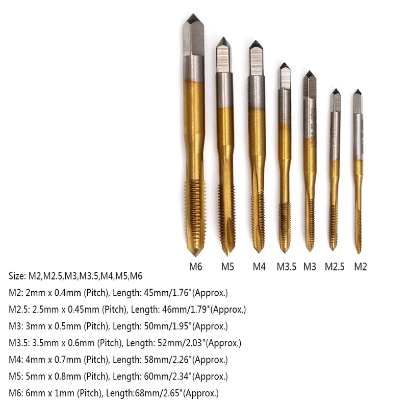 1 шт. M2/M2.5/M3/M3.5/M4/M5/M6 HSS Метрическая прямая резьба с канавкой резьбовой кран ручной