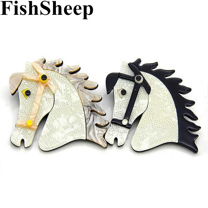 FishSheep 2 цвета акриловая Лошадь Броши Булавки с животными для женщин и мужчин унисекс креативная брошь аксессуары для одежды модные украшения