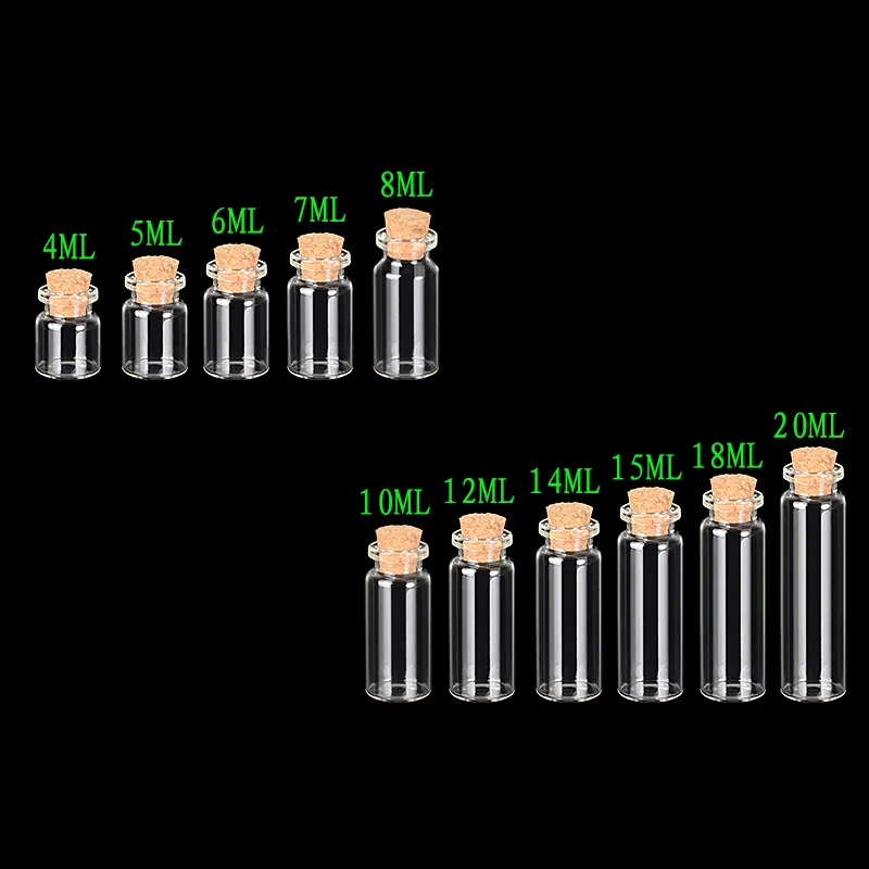 Mini Glass Bottle with Corks Empty Glass Jars Vial for Decoration Artware Bottles Crafts Gift Wedding 50pcs