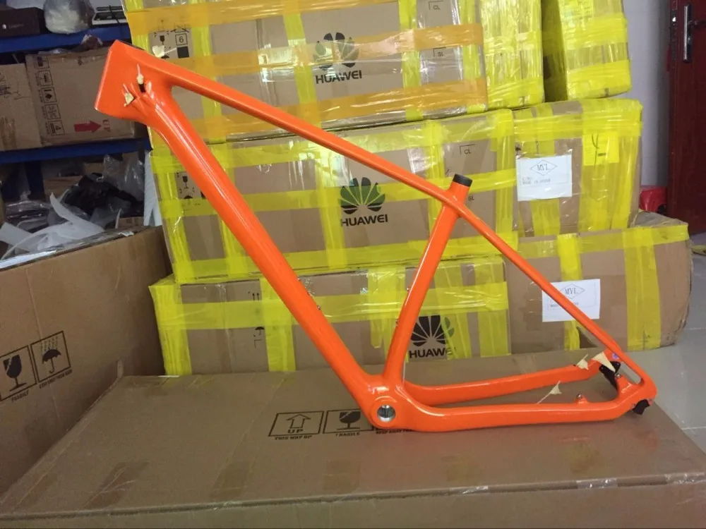 Карбоновая рама для горного велосипеда 29er T800, углеродная велосипедная Рама для горного велосипеда 29er 27,5/26er 15 17 19, углеродная рама оранжевого цвета