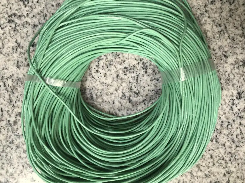 100Meters 2mm Mint Green Round Genuine leather Cord Thread Wire For