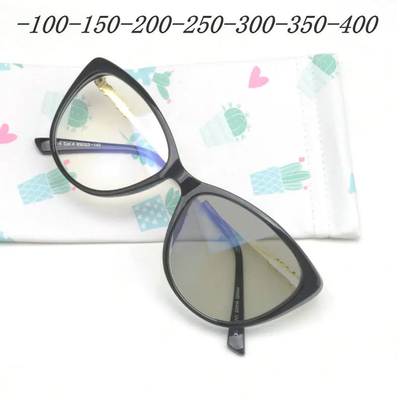

UV cat Sun Photochromic Finished Myopia Glasses Women Men Retro Round Glasses Men Women Ultra Light Myopia Eyeglasses FML