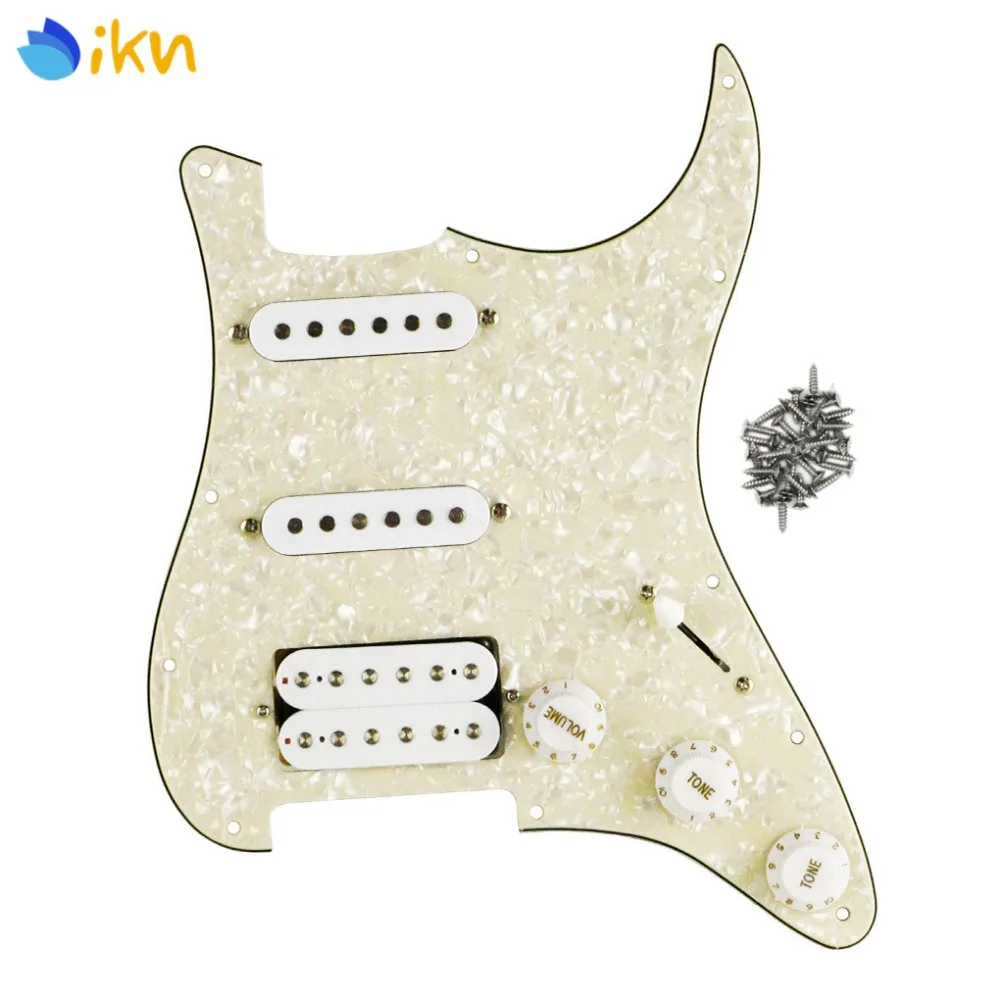 

New Aged Pearl Loaded Prewired Guitar Pickguard SSH Set for Strat SSH 11 Hole Electric Guitar Parts