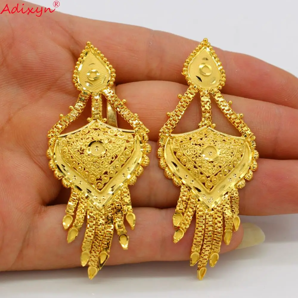 Adixyn Индийский Большой размер Ювелирные наборы золотого цвета ожерелье/серьги для женщин африканские/Дубай/арабские Свадебные украшения подарки N08065