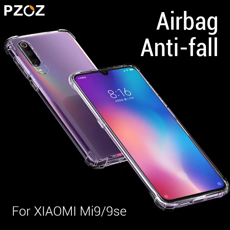 PZOZ Case For Xiaomi Mi 9 SE Mobile Phone Protective Bag Transparent Shockproof Silicone Clear TPU Soft Shell For Xiaomi Mi9 SE