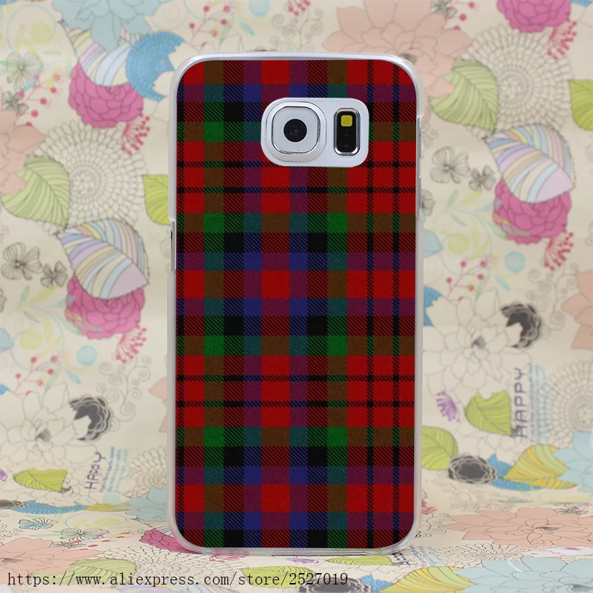 3800HF RED BLUE font b TARTAN b font SCARF FASHION Hard Case Transparent Cover for Galaxy