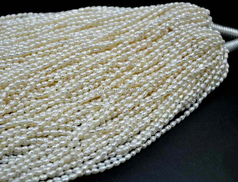

wholesale 10 strands 3mm rice white freshwater cultured pearl